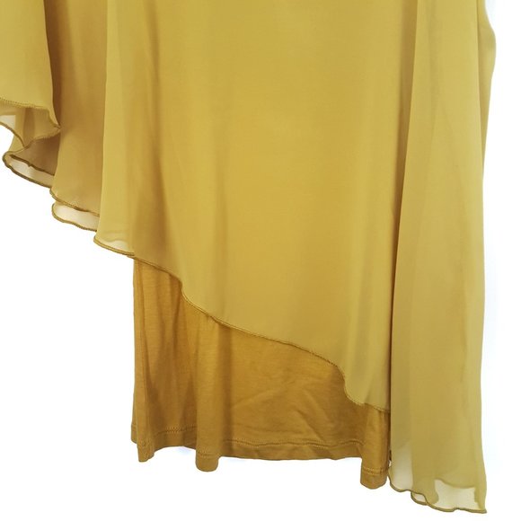 Joyce Leslie Mustard Yellow One Shoulder Top , S - Picture 4 of 5